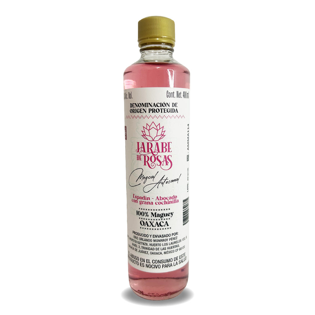 Mezcal artesanal  Jarabe de Rosas 400 ml espadín