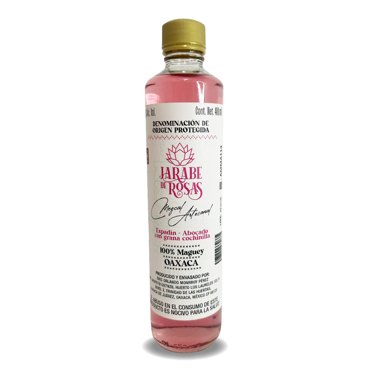 Mezcal artesanal  Jarabe de Rosas 400 ml espadín
