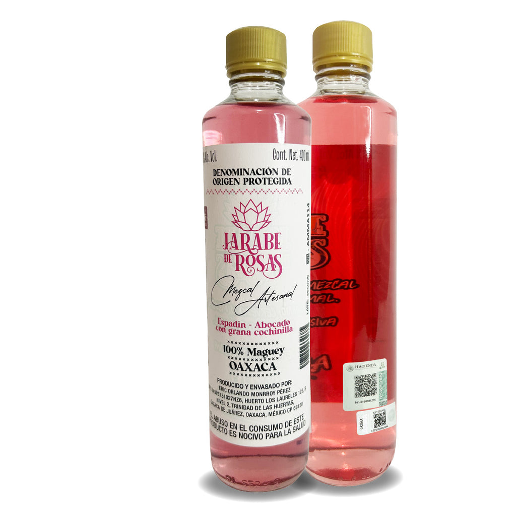 Mezcal artesanal  Jarabe de Rosas 400 ml espadín
