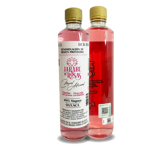 Mezcal artesanal  Jarabe de Rosas 400 ml espadín