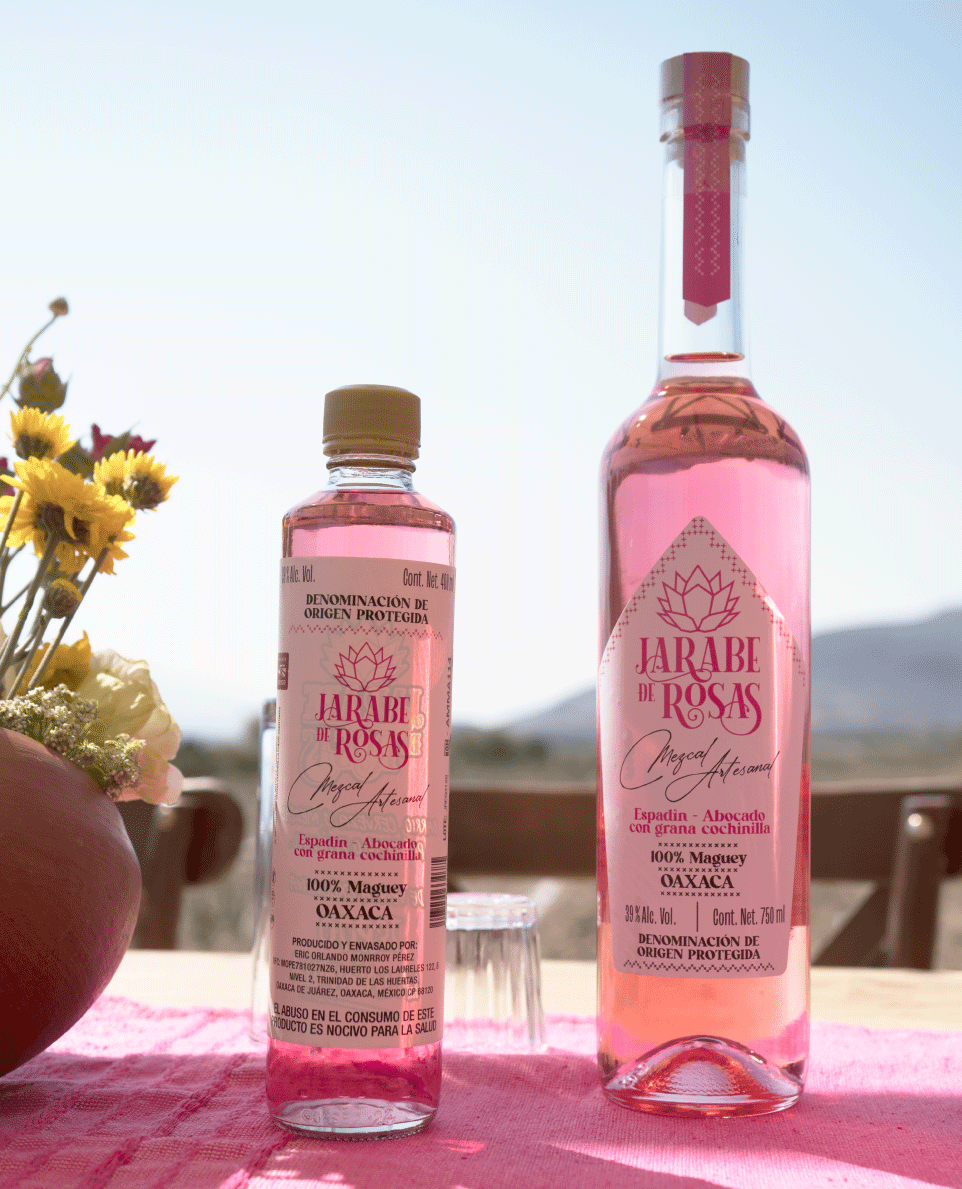 ¡MÁS POPULAR! Mezcal artesanal  Jarabe de Rosas 750 ml & 400 ml espadín ¡ENVÍO GRATIS!